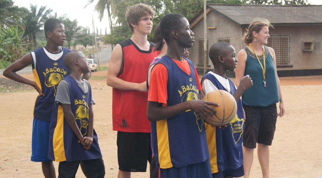 Projects Abroad volunteers work with teens as part of our volunteer basketball coaching in Ghana